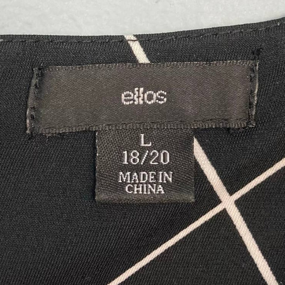 ELLOS Short Sleeve Geometric Windowpane pattern High Low Shift Dress  Size 18/20 - Picture 9 of 11